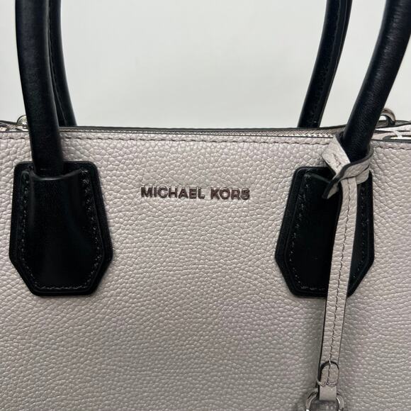 Michael Kors Mercer Color Block Pebbled Leather Crossbody Satchel Bag - Picture 3 of 10